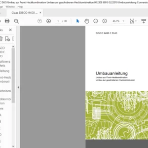 Claas DISCO 9400 C DUO Umbau zur Front-Heckkombination Umbau zur geschobenen Heckkombination Umbauanleitung Manual - PDF DOWNLOAD (GERMAN)