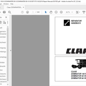 Claas DOMINATOR 108 VX DOMINATOR 98 VX DOMINATOR 88 VX REPARATUR HANDBUCH - PDF DOWNLOAD (GERMAN)
