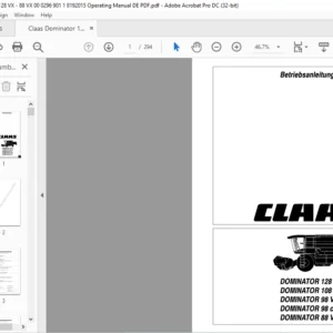 Claas DOMINATOR 128 VX - 88 VX Betriebsanleitung - PDF DOWNLOAD (GERMAN)