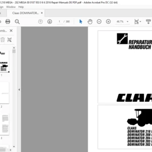 Claas DOMINATOR 218 MEGA - 202 MAGA REPARATUR HANDBUCH - PDF DOWNLOAD (GERMAN)