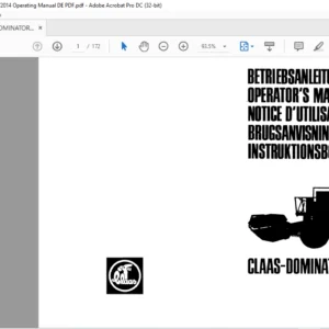 Claas DOMINATOR 85 Betriebsanleitung - PDF DOWNLOAD (GERMAN)