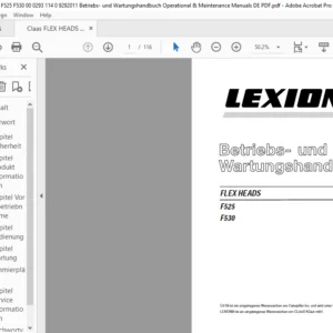 Claas FLEX HEADS F525 F530  Betriebs- und Wartungshandbuch - PDF DOWNLOAD (GERMAN)