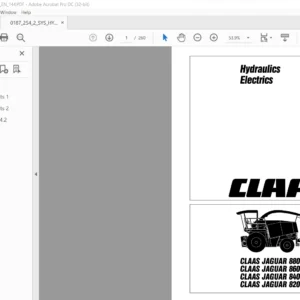 Claas JAGUAR 880 860 840 820 Hydraulics Electrics Manual - PDF DOWNLOAD