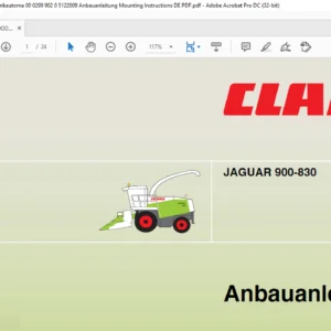 Claas JAGUAR 900-830 Anbauanleitung Manual - PDF DOWNLOAD