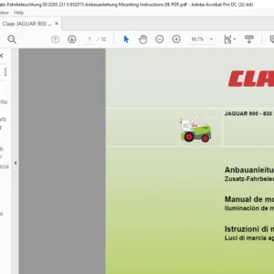 Claas JAGUAR 900 - 830 Zusatz-Fahrbeleuchtung Anbauanleitung Manual _DE_IT_ES - PDF DOWNLOAD