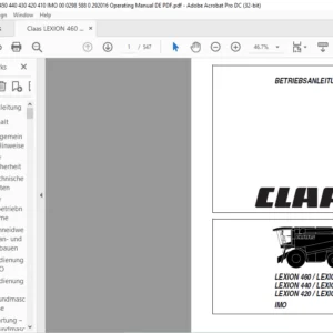 Claas LEXION 460 450 440 430 420 IMO Betriebsanleitung - PDF DOWNLOAD (GERMAN)