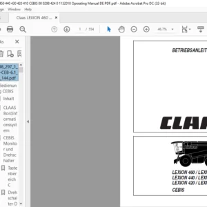 Claas LEXION 460 / 450 LEXION 440 /430 LEXION 420 /410 CEBIS Betriebsanleitung - PDF DOWNLOAD (GERMAN)