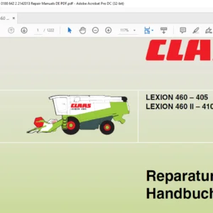 Claas LEXION 460 – 405 LEXION 460 II – 410 II REPARATUR HANDBUCH - PDF DOWNLOAD (GERMAN)