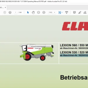 Claas LEXION 560 / 550 Montana LEXION 530 / 520 Montana Betriebsanleitung - PDF DOWNLOAD (GERMAN)