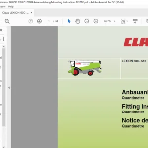 Claas LEXION 600 - 510 Quantimeter Fitting Instructions Manual _DE_EN_FR - PDF DOWNLOAD