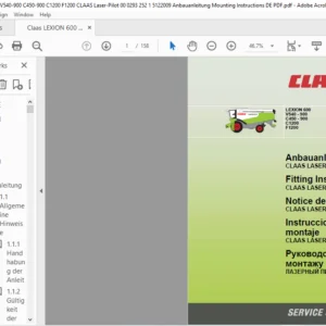 Claas LEXION 600 V540 - 900 C450 - 900 C1200 F1200 CLAAS LASER-PILOT Anbauanleitung Manual _DE_EN_FR_ES_RU - PDF DOWNLOAD