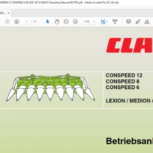 Claas LEXION / MEDION/  MEGA CONSPEED 12 CONSPEED 8 CONSPEED 6 Betriebsanleitung - PDF DOWNLOAD (GERMAN)
