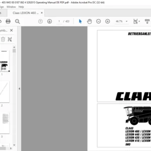 Claas LEXON 460 450 440 430 420 415 410 405 IMO Betriebsanleitung - PDF DOWNLOAD (GERMAN)