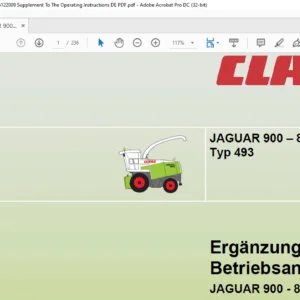 Claas JAGUAR 900 – 830 Typ 493 Ergänzung zur Betriebsanleitung - PDF DOWNLOAD