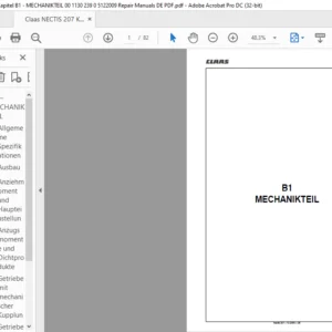 Claas Nectis 207 B1 MECHANIKTEIL Reparaturhandbuch- PDF DOWNLOAD (German)