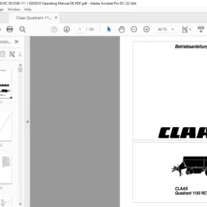 Claas QUADRANT 1150 RC Betriebsanleitung - PDF DOWNLOAD (GERMAN)