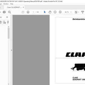 Claas QUADRANT 1200 ROTO CUT Betriebsanleitung - PDF DOWNLOAD (GERMAN)