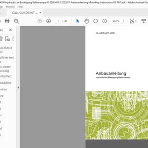 Claas QUADRANT 4200 Hydraulische Betätigung Ballenrampe Anbauanleitung Manual - PDF DOWNLOAD (GERMAN)