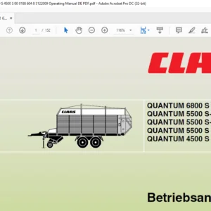 Claas QUANTUM 6800 S 5500 S-18 5500 S-16 5500 S 4500 S Betriebsanleitung - PDF DOWNLOAD (GERMAN)