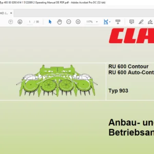 Claas RU 600 Contour RU 600 Auto-Contour Typ 903 Betriebsanleitung - PDF DOWNLOAD (GERMAN)