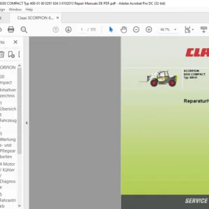 Claas SCORPION 6030 COMPACT Typ 408-01 REPARATUR HANDBUCH - PDF DOWNLOAD (GERMAN)