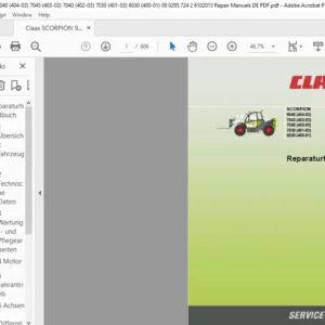 Claas SCORPION 9040 (404-03) 7045 (403-03) 7040 (402-03) 7030 (401-03) 6030 (400-01) Reparaturhandbuch- PDF DOWNLOAD (german)