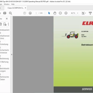 Claas SCORPION 9040 Typ 404-03 Betriebsanleitung - PDF DOWNLOAD (GERMAN)