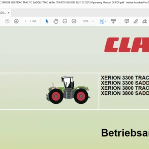 Claas XERION 3300 TRAC / TRAC VC 3300 SADDLE TRAC 3800 TRAC / TRAC VC 3800 SADDLE TRAC Betriebsanleitung - PDF DOWNLOAD (GERMAN)