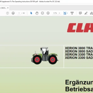 Claas XERION 3800 TRAC / TRAC VC 3800 SADDLE TRAC 3300 TRAC / TRAC VC 3300 SADDLE TRAC Ergänzung zur Betriebsanleitung - PDF DOWNLOAD (GERMAN)