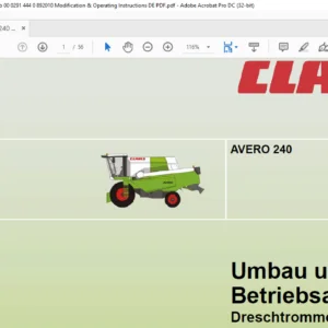 Class AVERO 240 Dreschtrommel-Kettenantrieb Umbau und Betriebsanleitung- PDF DOWNLOAD (GERMAN)