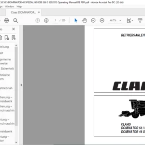 Class DOMINATOR 58 / 58 S DOMINATOR 48 SPEZIAL Betriebsanleitung - PDF DOWNLOAD (GERMAN)