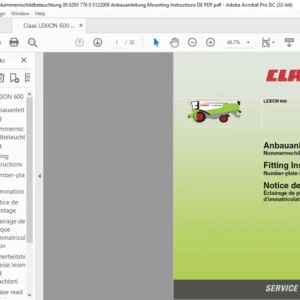 CLAAS LEXION 600 Number-plate illumination Fitting Instructions Manual DE_EN_FR – PDF DOWNLOAD