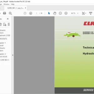 Class QUADRANT 2100 QUADRANT 2100 RC Technical Systems & Hydraulic Service Manual - PDF DOWNLOAD