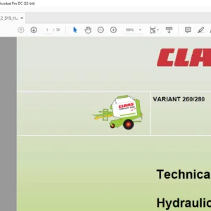 Class VARIANT 260/280 Technical Systems & Hydraulic Service Manual - PDF DOWNLOAD