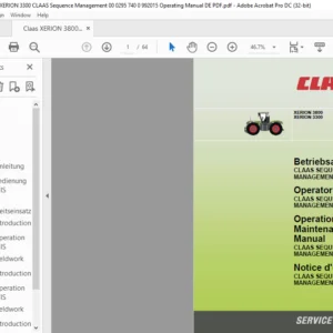 Class XERION 3800 3300 CLAAS SEQUENCE MANAGEMENT Operator’s Manual _DE_EN_US_FR