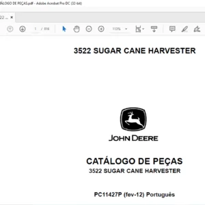 JOHN DEERE 3522 SUGAR CANE HARVESTER CATÁLOGO DE PEÇAS - PDF DOWNLOAD(Português)