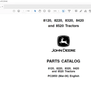 JOHN DEERE 8120 8220 8320 8420 & 8520 Tractors PARTS CATALOG MANUAL - PDF DOWNLOAD
