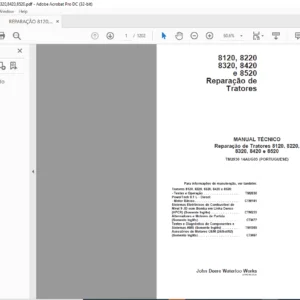 JOHN DEERE 8120 8220 8320 8420 e 8520 Reparacao de Tratores MANUAL TECNICO - PDF DOWNLOAD (Portuguese)