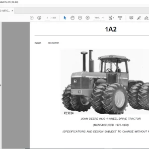 JOHN DEERE 8430 4-WHEEL-DRIVE TRACTOR PARTS CATALOG MANUAL - PDF DOWNLOAD