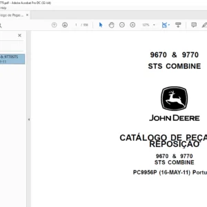 JOHN DEERE 9670 & 9770 STS COMBINE CATÁLOGO DE PEÇAS DE REPOSIÇÃO - PDF DOWNLOAD (Português)