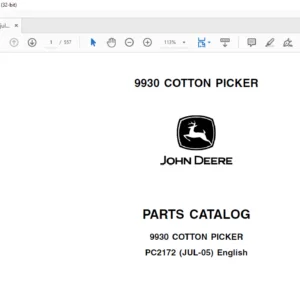 JOHN DEERE 9930 COTTON PICKER Parts Catalog Manual - PDF DOWNLOAD