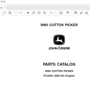 JOHN DEERE 9960 COTTON PICKER Parts Catalog Manual - PDF DOWNLOAD