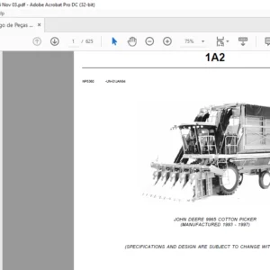 JOHN DEERE 9965 COTTON PICKER Parts Catalog Manual- PDF DOWNLOAD