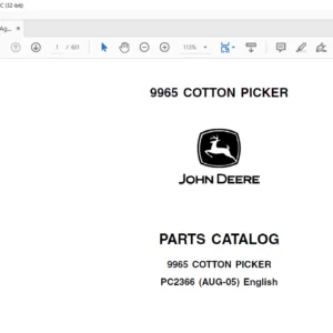 JOHN DEERE 9965 COTTON PICKER Parts Catalog Manual - PDF DOWNLOAD