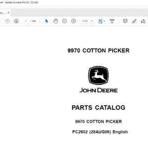 JOHN DEERE 9970 COTTON PICKER Parts Catalog Manual - PDF DOWNLOAD
