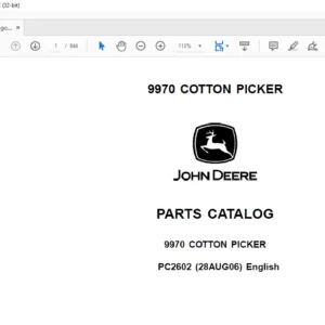 JOHN DEERE 9970 COTTON PICKER Parts Catalog Manual - PDF DOWNLOAD