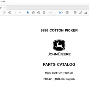 JOHN DEERE 9996 COTTON PICKER Parts Catalog Manual - PDF DOWNLOAD