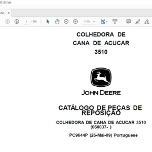 JOHN DEERE COLHEDORA DE CANA DE ACUCAR 3510 CATÁLOGO DE PEÇAS DE REPOSIÇÃO - PDF DOWNLOAD(Portuguese)