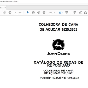 JOHN DEERE COLHEDORA DE CANA DE AÇUCAR 3520 3522 CATÁLOGO DE PEÇAS DE REPOSIÇÃO - PDF DOWNLOAD