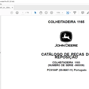 Catálogo de Peças para John Deere 1165 Colheitadeira PDF Download